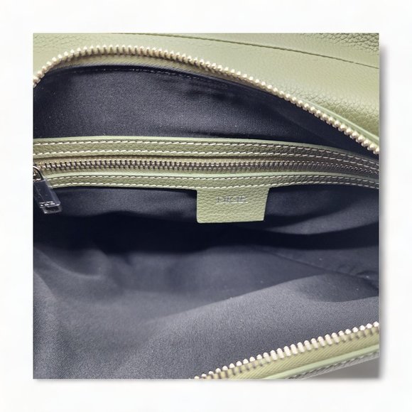 Dior Saddle Grain Leather Large Crossbody Bag with phone case Green - Picture 13 of 15